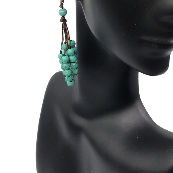 Fashion Turquoise Colored And Silvertone Native Style Earrings Boho Retro Dangle - Picture 9 of 16